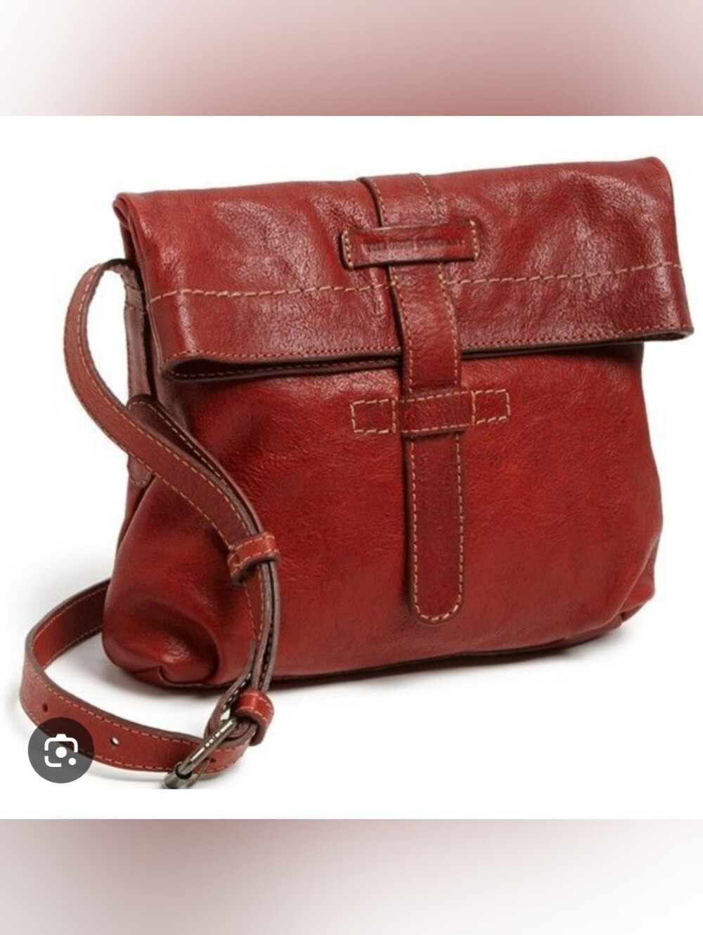 Frye Artison Foldover Leather Crossbody Bag Burnt Red
